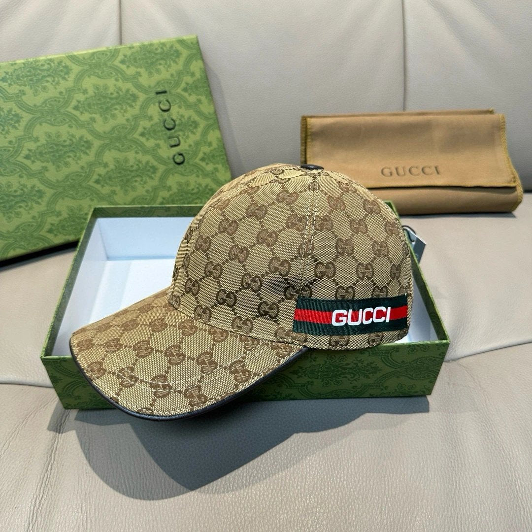 Gucci Hat Letter Ribbon logo Baseball Cap Sunshade Sun Protection Duckbill Cap Large Head Circumference Slimming Face Curved Brim Versatile Sports Hat for Men and Women Couples Same Style