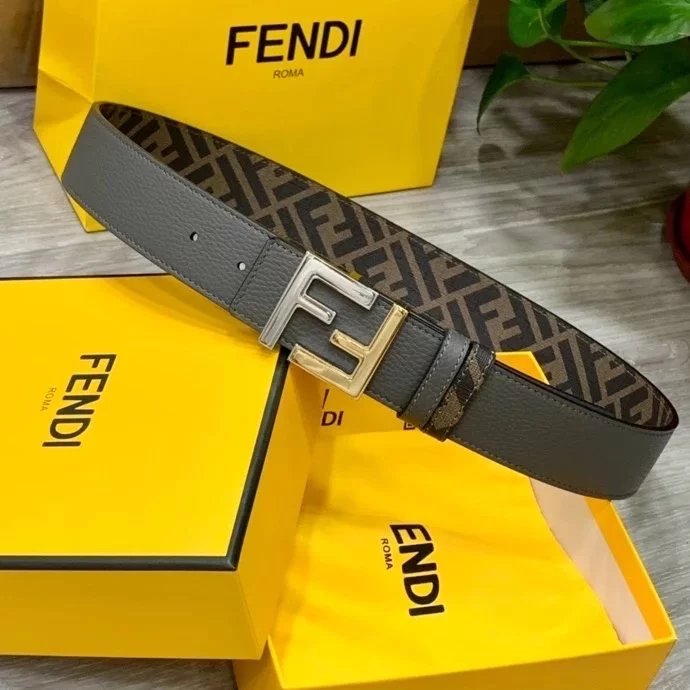 FENDI Belt Top version In Stock High Quality Genuine Leather New Men's Belt Fashion All-Match Casual Little Monster Double F Letter Belt