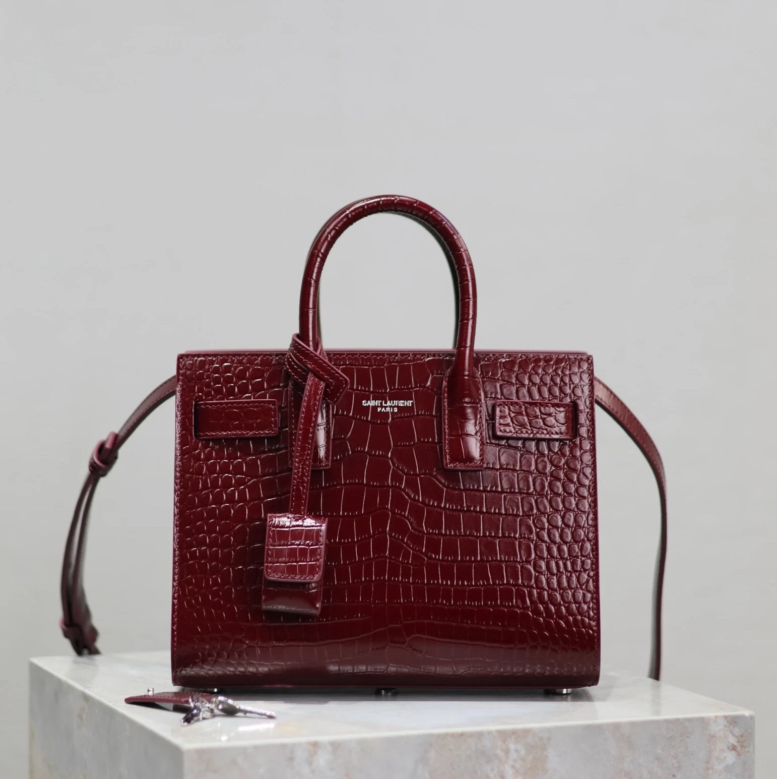 YSL Women's Bag Top version 【Super Original Leather】New File Holder Series sacdejour Tote Bag Crocodile Pattern Cowhide Portable Large Tote Tote Bag Yang Shulin SDJ File Holder Shopping Bag Women's Handbag Large Capacity Women's Bag Handbag