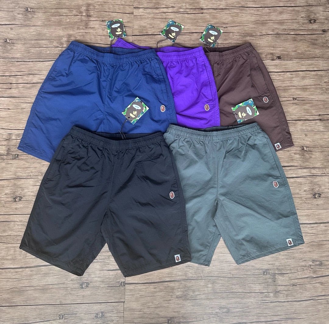 Bape Shorts Top Version Fashion Brand Embroidery Small Icon Quick-Drying Mesh Casual Straight-Leg Shorts Men and Women Sports Beach Pants2024