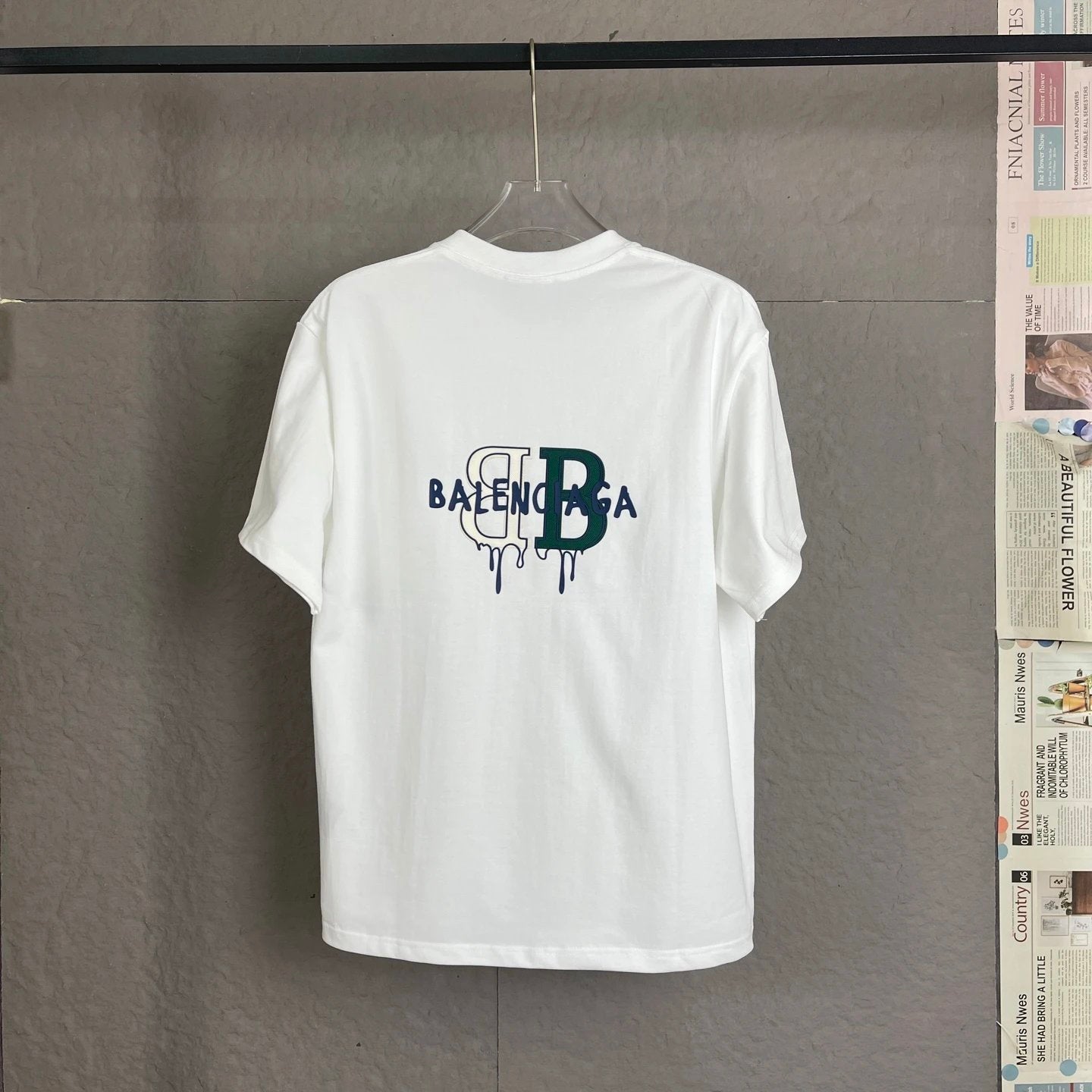 Balenciaga T-shirt Double Back BB 3D Adhesive logo round Neck Short Sleeve25ss New Pure Cotton Unisex Style T Casual T-Shirt Base Layer Shirt OS Loose Fit Half Sleeve Top Plus Size