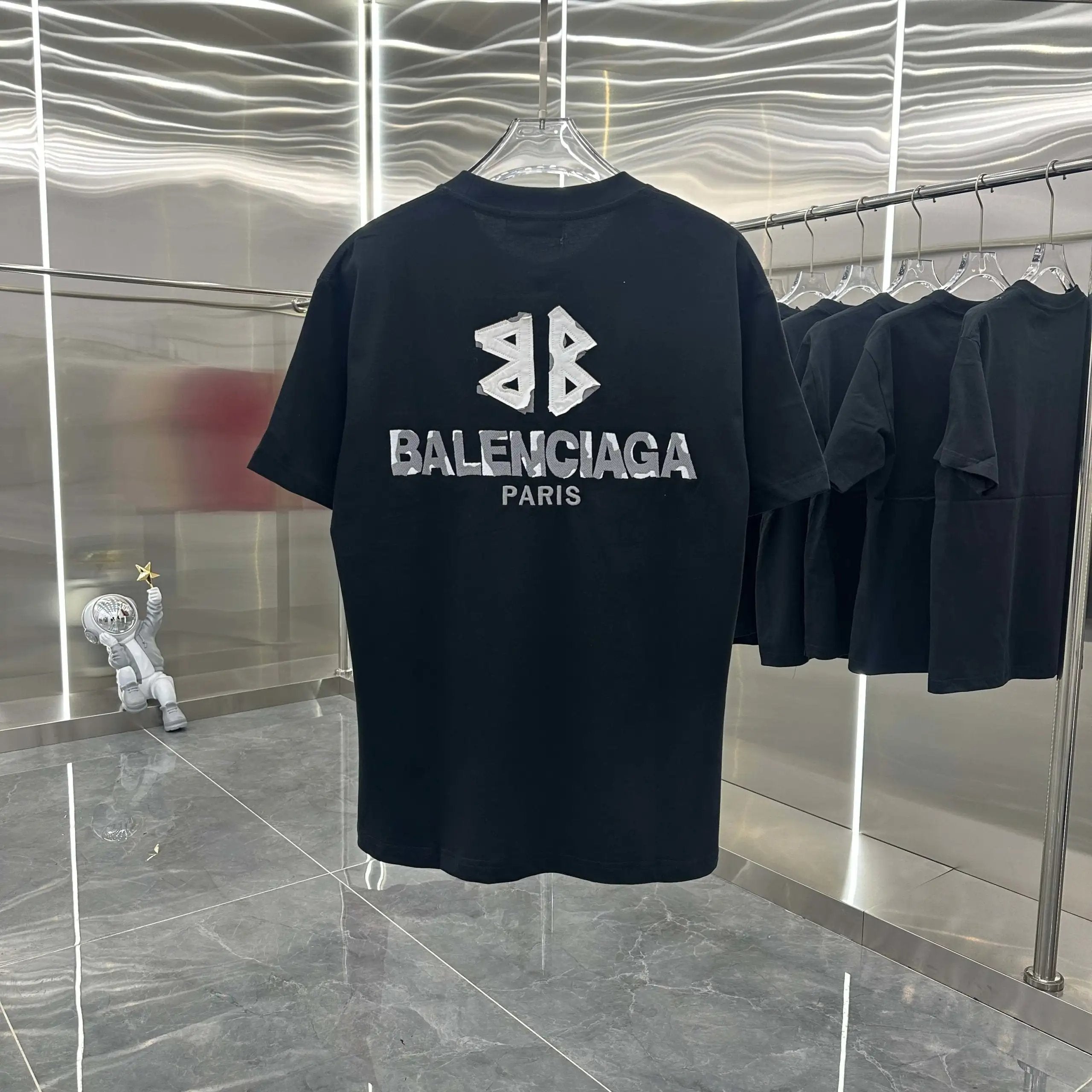 Balenciaga T-shirt Double Back B Embroidery logo round Neck Short Sleeve25ss New Pure Cotton Unisex Style T Casual T-Shirt Base Layer Shirt OS Drop Shoulder Loose Fit Half Sleeve Top Plus Size