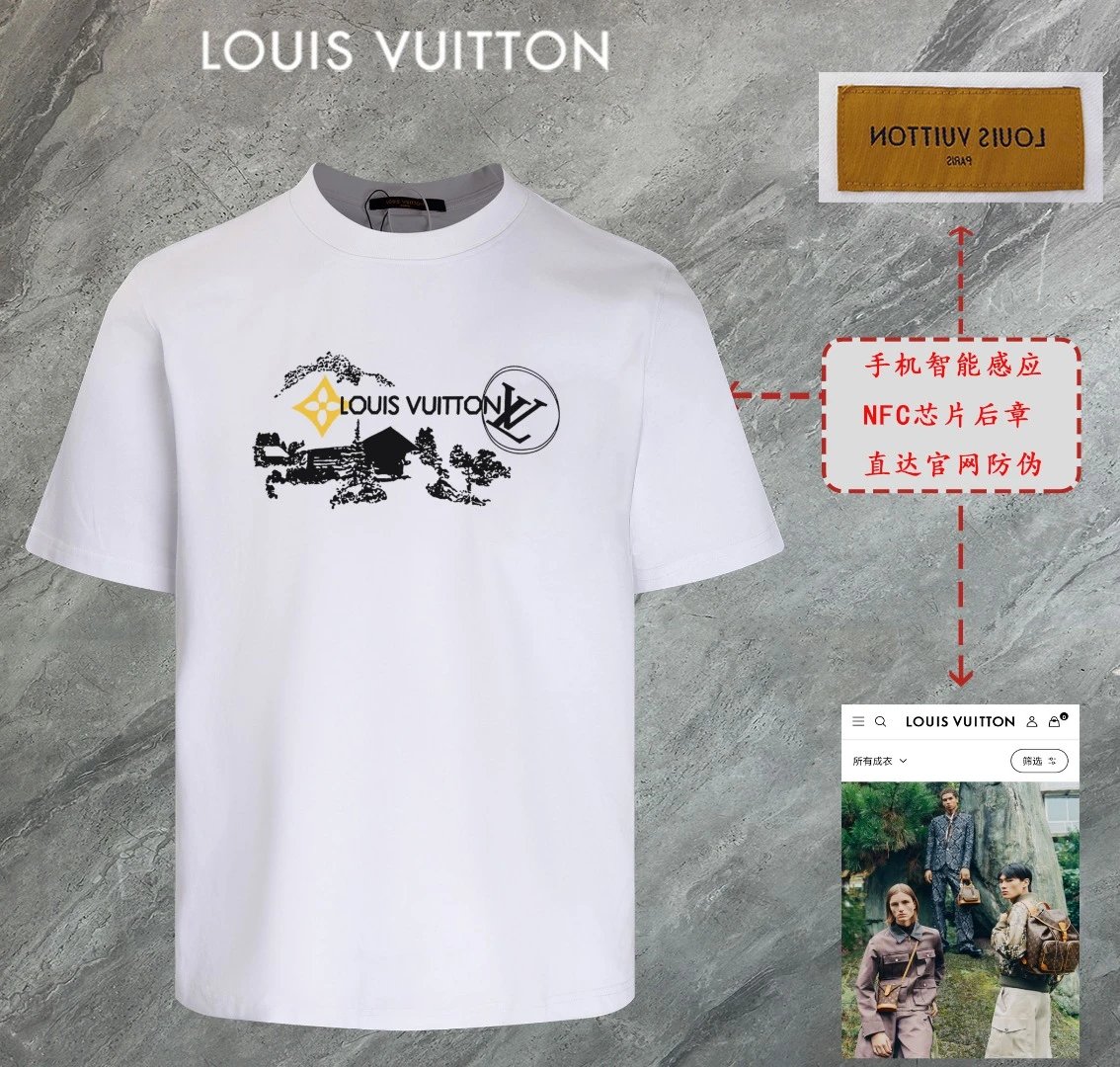 Louis Vuitton LV T-shirt Chest Brand Print logo round Neck Short Sleeve25ss New pure cotton T Unisex T-Shirt OS Drop Shoulder Loose Fit Base Shirt Top T-Shirt Short Sleeve
