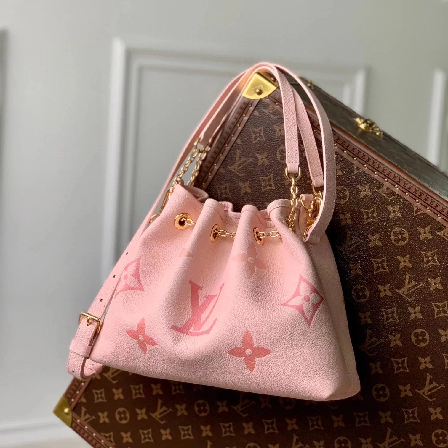 Louis Vuitton LV Women's Bag Top version Summer Limit Orange Juice【Overseas】M46545Orange Juice Full Leather Chain Bag Bucket Bag Series New SummerBundle Bucket Bag Shoulder Crossbody Portable Underarm Chain Bag Women's Bag