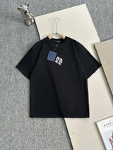 Louis Vuitton LV T-shirt Precision Letter Embroidery on the Chest logo round Neck Short Sleeve25ss New pure cotton T Unisex T-Shirt OS Drop Shoulder Loose Fit Base Shirt Top T-Shirt Short Sleeve