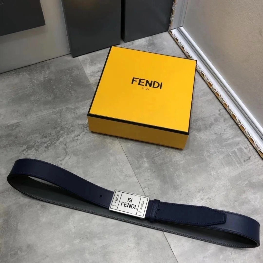 FENDI Belt Top version New belt3.0cm Men's Leather Belt First Layer Cowhide Women's Belt