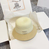 Chanel Hat Hat High Quality2024New Style Color Matching Bucket Hat Straw Hat