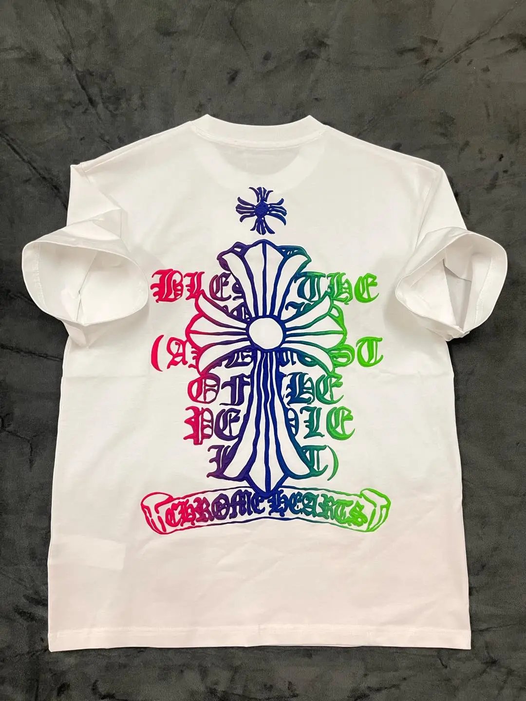 Chrome Hearts T-shirt Colorful Horse Hoof Sanskrit logo round Neck Short Sleeve25ss New Pure Cotton Unisex Style T T-shirt OS Loose Fit Base Shirt Top Half Sleeve T-Shirt