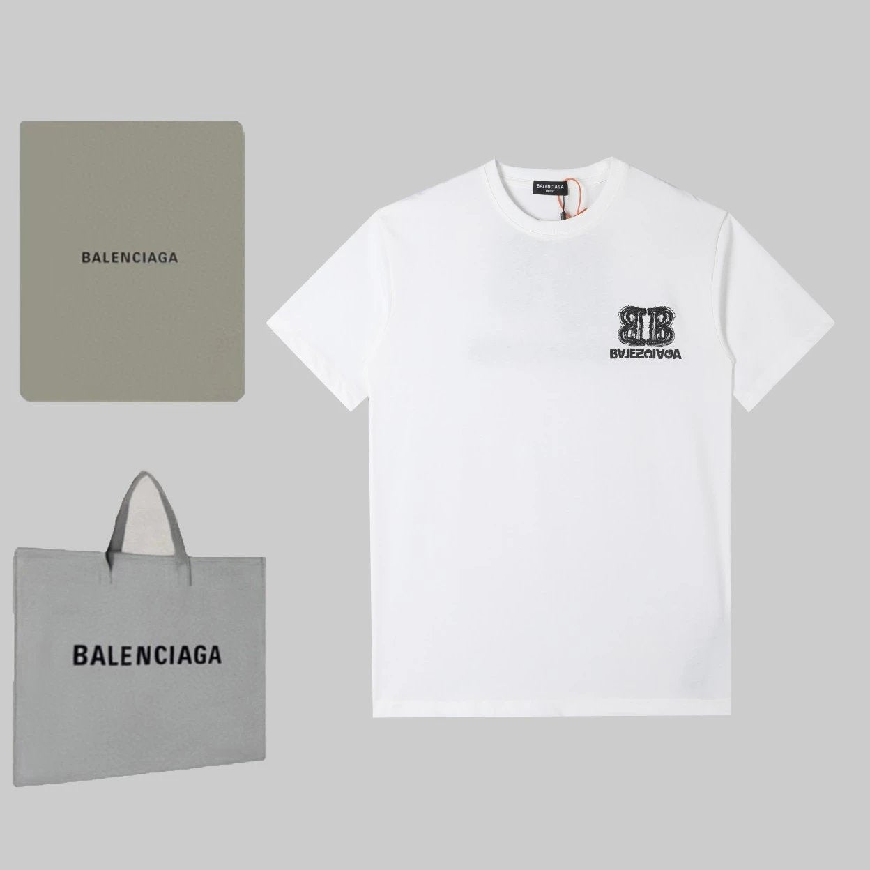 Balenciaga T-shirt Double Back B Printing logo round Neck Short Sleeve25ss New Pure Cotton Unisex Style T T-shirt OS Loose Fit Base Shirt Short Sleeve T-Shirt Top