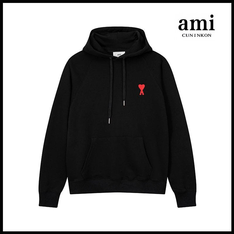 Ami Hoodie Ami Hoodie Couple Suit Classic Love Cotton Loose round Neck Raglan Hooded Sweater Leisure Tappered Trousers-CY