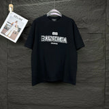 Balenciaga T-shirt Front Chest Embossed Letter Print logo round Neck Short Sleeve25ss New pure cotton T Unisex T-Shirt OS Drop Shoulder Loose Fit Base Shirt Top T-Shirt Short Sleeve