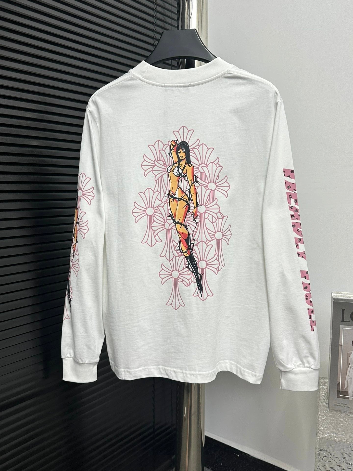 Chrome Hearts Hoodie Arm Print logo Round Neck Sweatshirt Jacket OS Loose Fit Pullover Long Sleeve Unisex Base Shirt Sports Casual Top