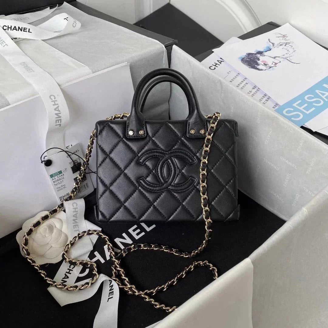 Chanel Women's Bag Top version l Women's Bag2022New Retro vanitycase Box bag22B Double C Large logo Cosmetic Bag Handbag Shoulder Bag Crossbody Bag Nye Women's Bag AS3344