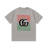 Gucci T-shirt Color Matching Double G Letter Direct Print logo round Neck Short Sleeve25ss New pure cotton T Unisex T-Shirt OS Loose Fit Base Shirt Top Half Sleeve T-Shirt