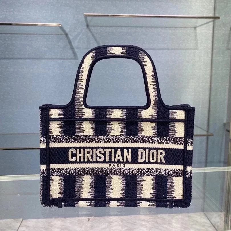 Dior Women's Bag Top version Same Style as Stars2023New Product BookTotemini Tote Bag Houndstooth Mini Small Sized Large Canvas Embroidered Shopping Bag Handbag Shoulder Bag Women's Bag