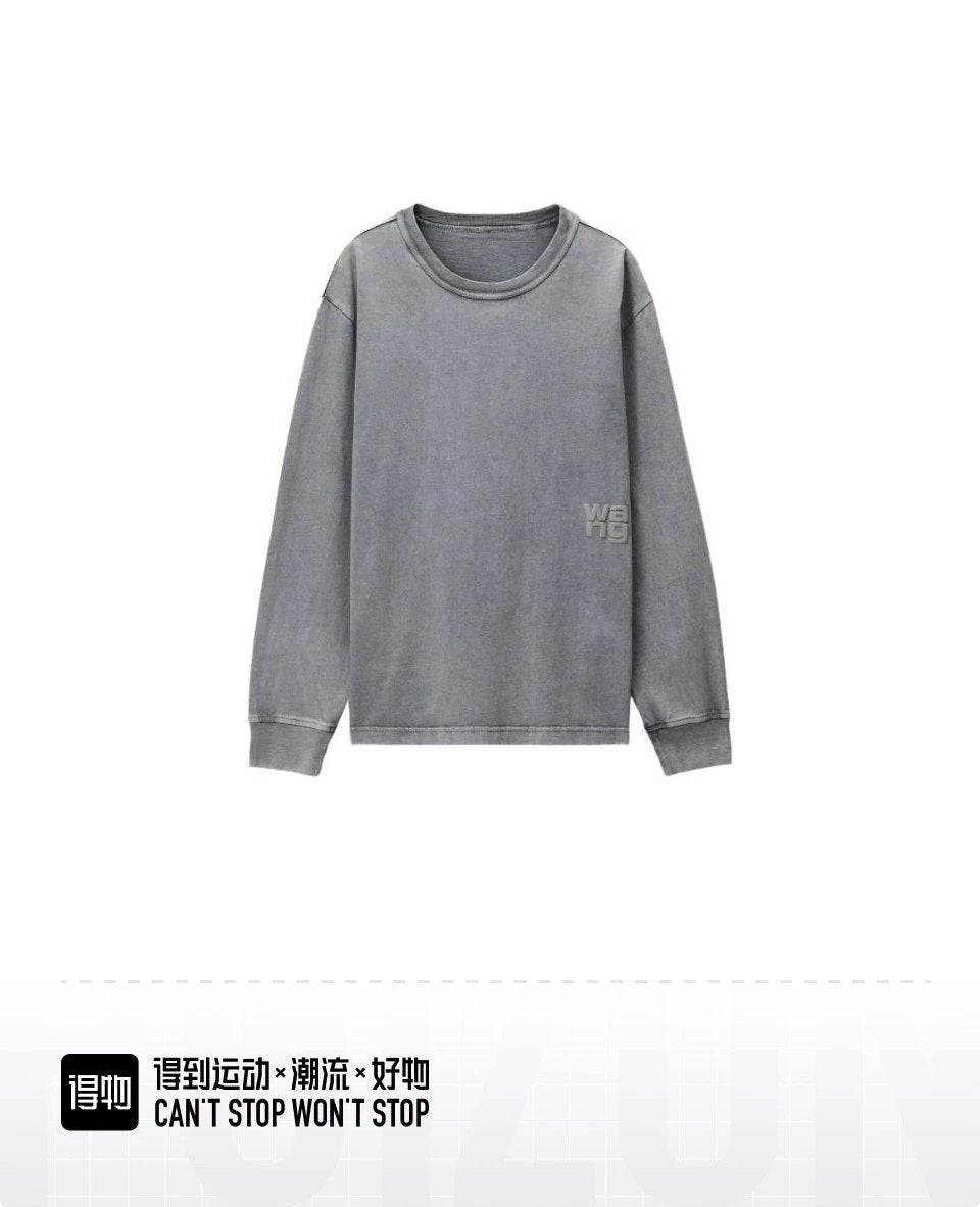 Alexander Wang Hoodie Top Version Counter Same Style Pure Cotton Summer Men's and Women's Same Fashion Loose All-Matching2024New Long Sleeve T T-shirt