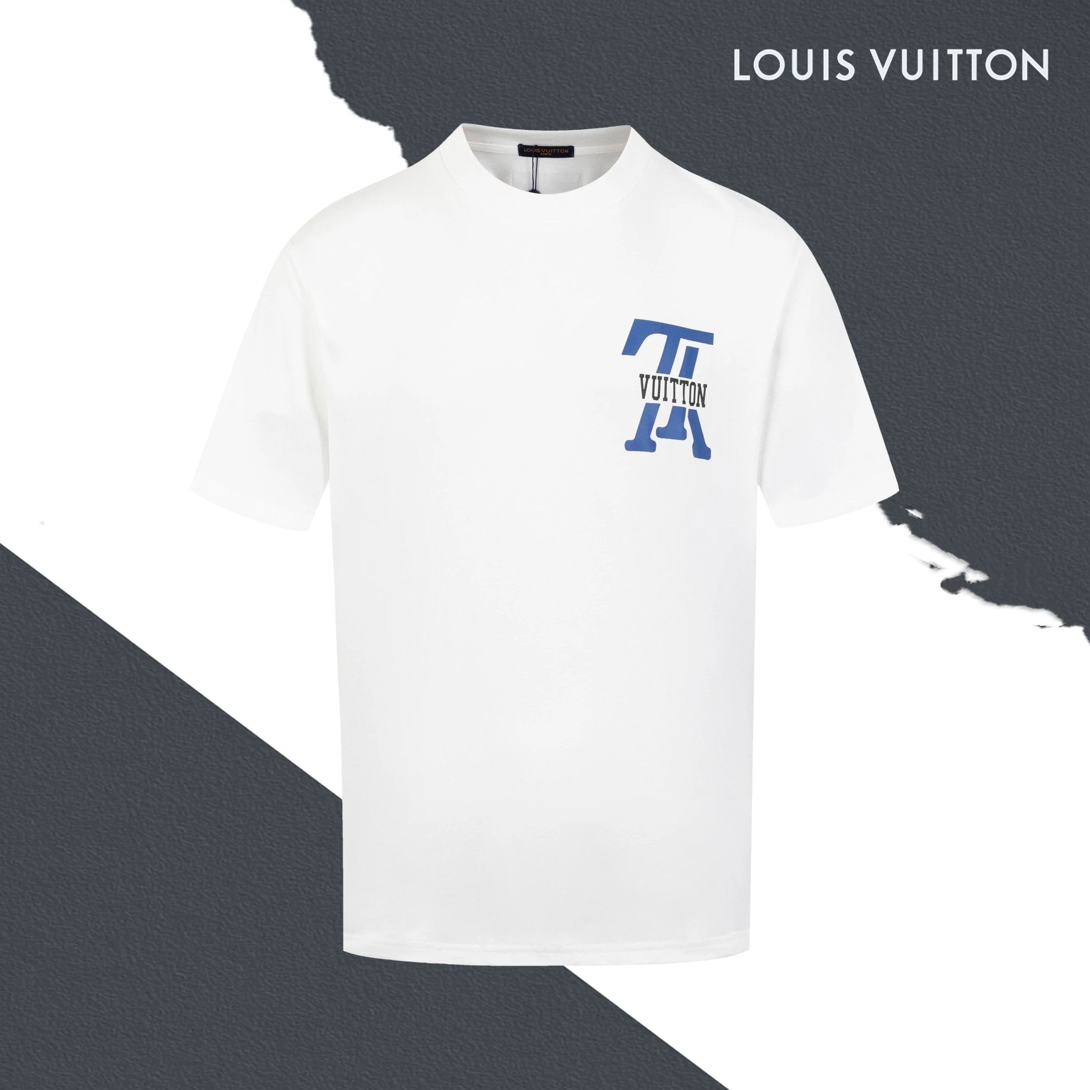 Louis Vuitton LV T-shirt Front and Back Silicone Letter Time Stamps logo round Neck Short Sleeve25ss New Pure Cotton Unisex Style T Casual T-Shirt Base Layer Shirt OS Loose Fit Half Sleeve Top Plus Size