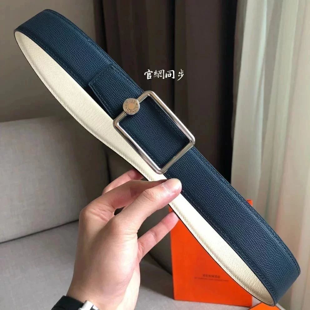 Hermes Belt Top version Men H Buckle Leather Calfskin Business Casual Double-Sided Available Belt