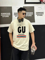 Gucci T-shirt Front and Back Letter Direct Print logo round Neck Short Sleeve25ss New Pure Cotton Unisex Style T T-shirt OS Loose Fit Base Shirt Short Sleeve Top T-Shirt