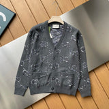 Gucci Sweater New Decoration GG Mosaic Wool Cardigan for Men and Women Same Style Outerwear Top Long Sleeve Soft Glutinous Idle Style OS Loose Fit Thickened Jacket for Versatile Casual Wear