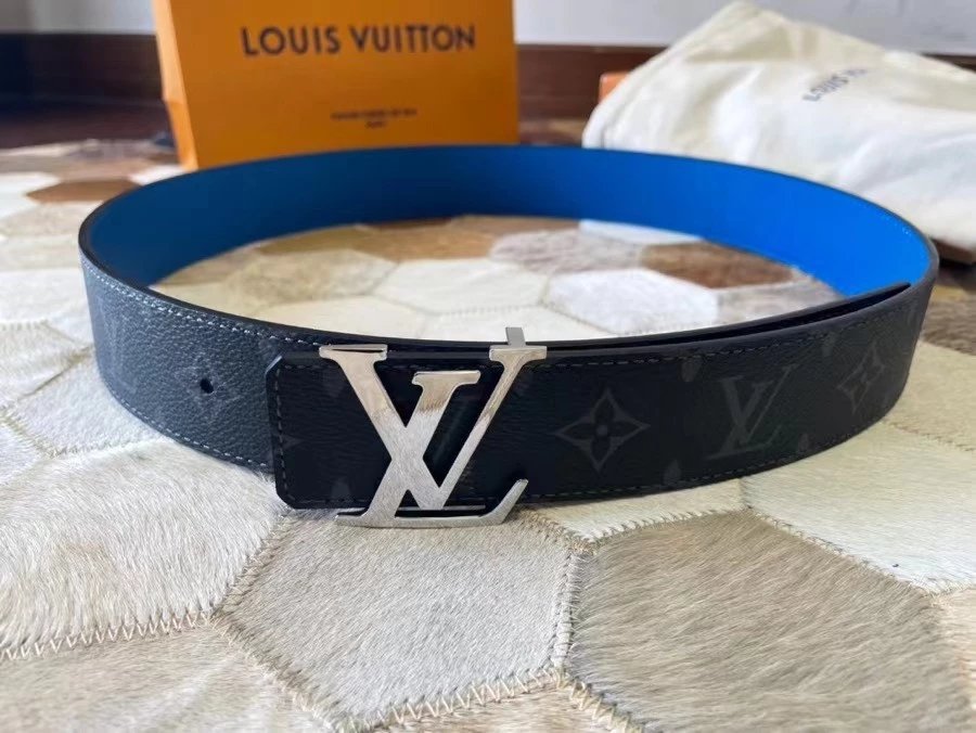 Louis Vuitton LV Belt Top version 【Counter Quality】The Most New Belt4.0cm Men's Belt Metal Buckle Men's Leather Belt with Classic Presbyopic Checkerboard Plaid Belt！Positive Trade Company Product Japanese Orders！Non-Market General Imitation，With Genuine G