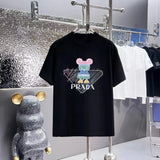PRADA T-shirt Chest Mouse Pattern Print logo round Neck Short Sleeve25ss New pure cotton T Unisex T-Shirt OS Drop Shoulder Loose Fit Base Shirt Top T-Shirt Short Sleeve