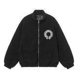 Chrome Hearts Jackets Embroidered Horseshoe Pattern Lamb Wool Gradient Zipper Coat Men and Women Same Style Jacket Winter Warm