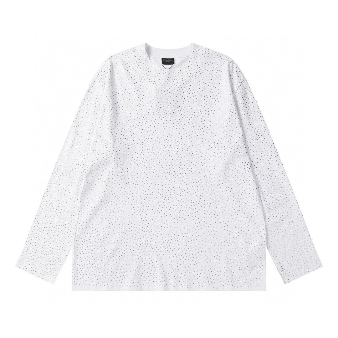 Balenciaga Hoodie Heavy Craft Full Drill Hotfix Rhinestones blingbling Rhinestone Crewneck Sweatshirt Long Sleeve Base Shirt Jacket Top Fashion Unisex Sports Casual Loose Fit Versatile Autumn Winter New Arrival