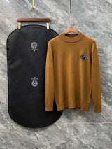 Chrome Hearts Sweater Logo LOGO Three-Dimensional Mock Neck Sweater Long Sleeve Idle Style OS Loose Fit Unisex Knit Top Jacket Versatile Casual Wearable Inside and Outside