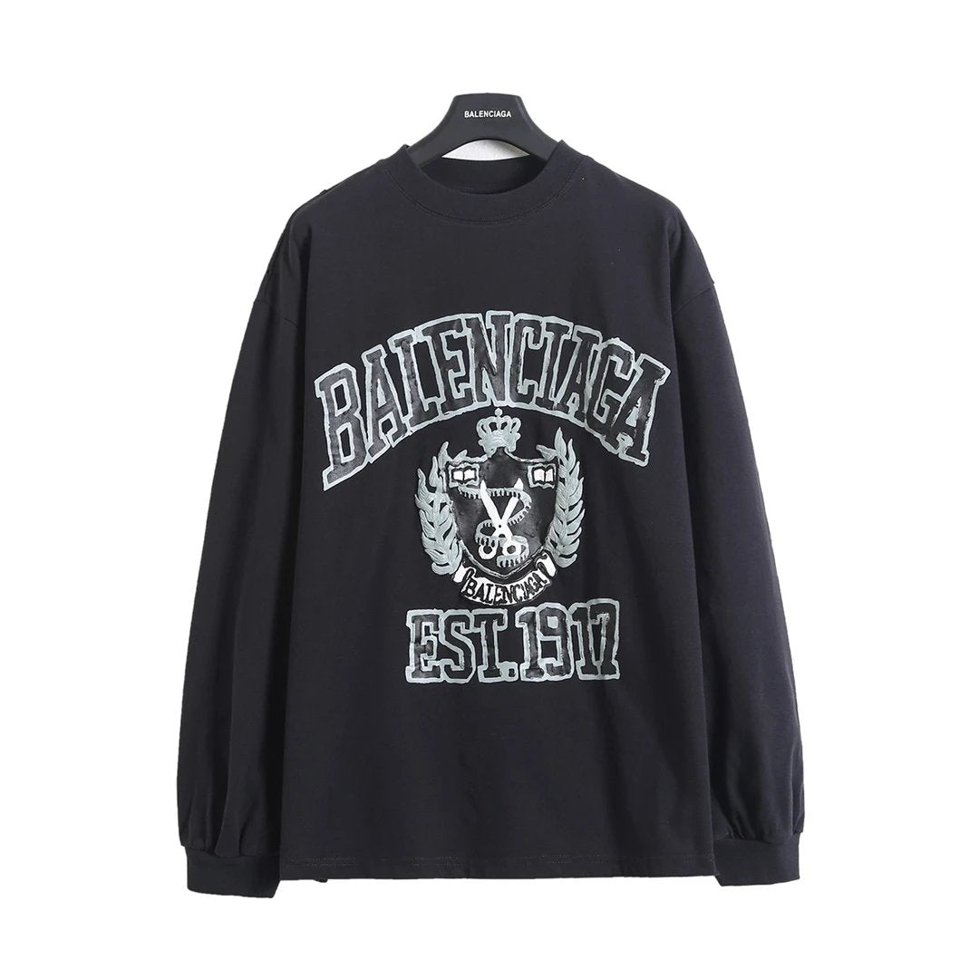 Balenciaga Hoodie 24FW Foam Scissors Crown Heavy Industry Washed Vintage Long Sleeve T Pullover Sweatshirt Unisex Sports Casual Loose Fit Versatile New Autumn Winter Collection