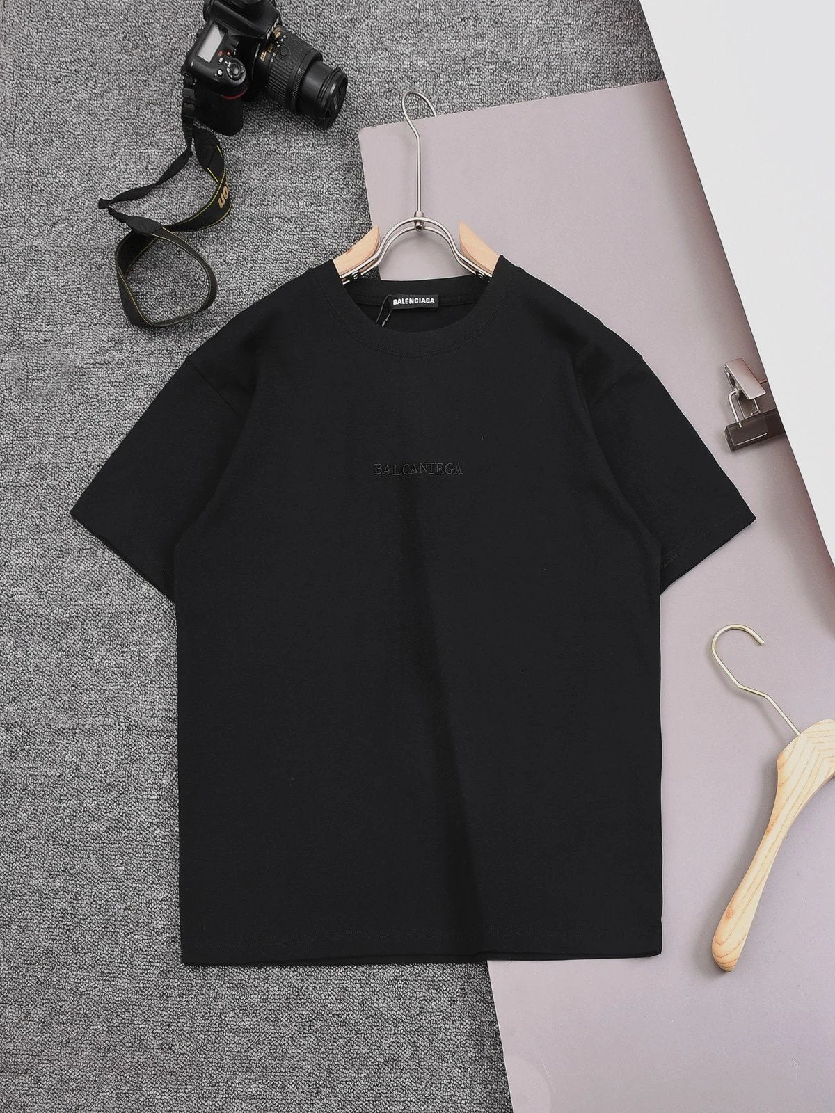 Balenciaga T-shirt Refined Small Logo Letter Patch Embroidered Round Neck Short Sleeve25ss New Pure Cotton Unisex Style T T-shirt Base Shirt Tee Shirt OS Loose design
