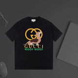 Gucci T-shirt Double-breasted G Cartoon Dog Print logo round Neck Short Sleeve25ss New Pure Cotton Unisex Style T T-shirt OS Loose Fit Base Shirt Top Half Sleeve T-Shirt