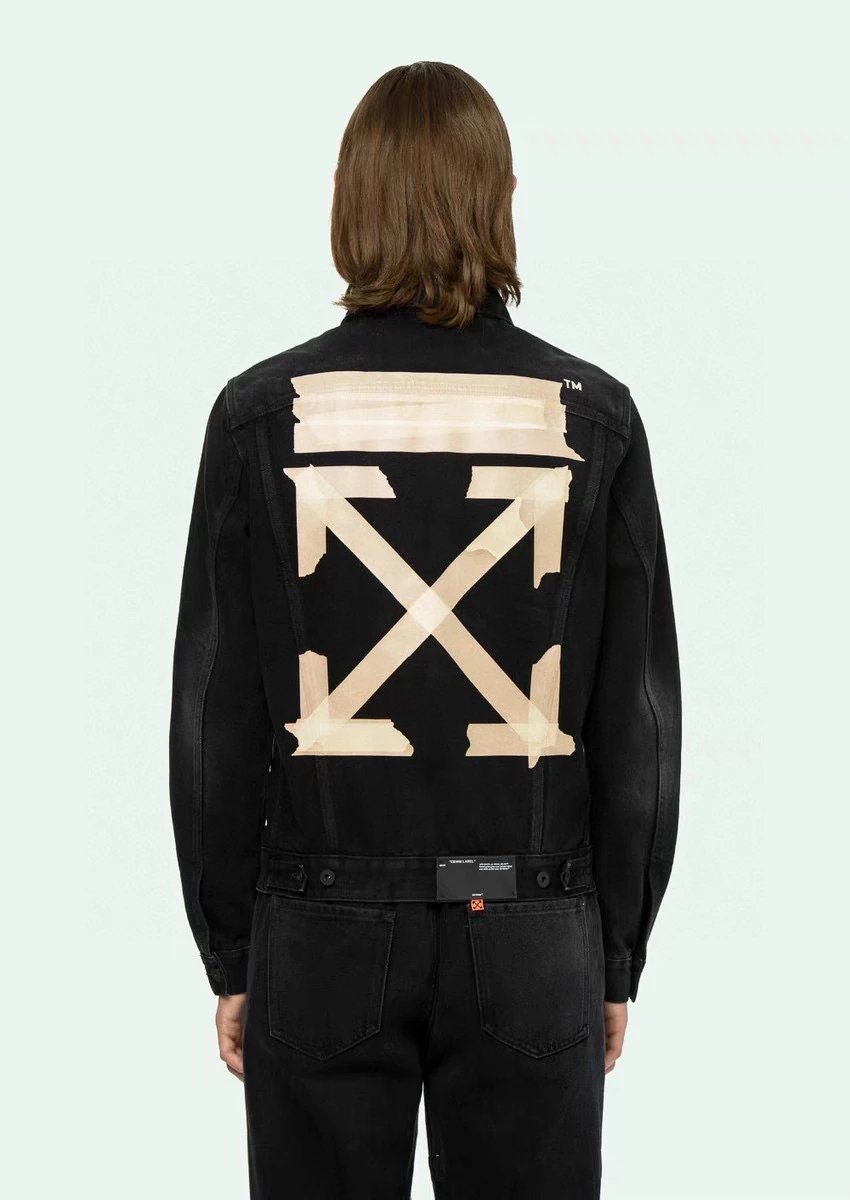 OFF -White Jackets Top Version Gold Tape Arrow Denim Jacket Couple's Same Casual Jacket