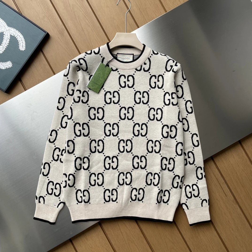 Gucci Sweater Top version c Gucci Classic Retro Double G Round Neck Sweater Long Sleeve Pullover Thickened Lazy Style OS Loose Fit Unisex Knit Top Jacket Versatile Casual Wearable Inside and Outside