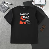 Balenciaga T-shirt Chest Brand Print logo round Neck Short Sleeve25ss New pure cotton T Unisex T-Shirt OS Drop Shoulder Loose Fit Base Shirt Top T-Shirt Short Sleeve
