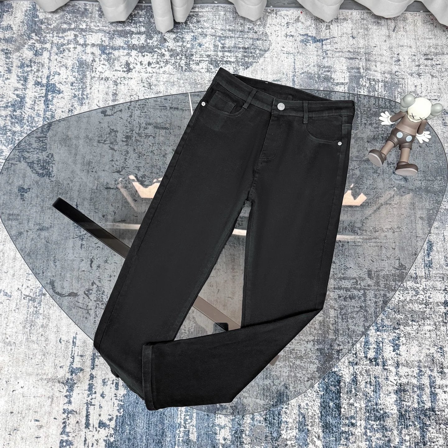 Louis Vuitton LV Jeans Pocket Letter Pattern Print logo25ss Spring Summer New Straight Loose Jeans Unisex Slim Fit Long Pants