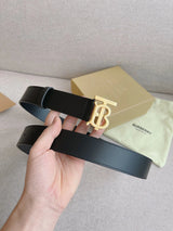 Burberry Belt Top version 【Full Package】New Men's Leather Belt Width3.5cm Double-Sided Imported First Layer Calfskin Full Grain Leather Genuine Goods Quality Original Letter Rotating Buckle Counter Full Set Gift Box Packaging B Home Belt