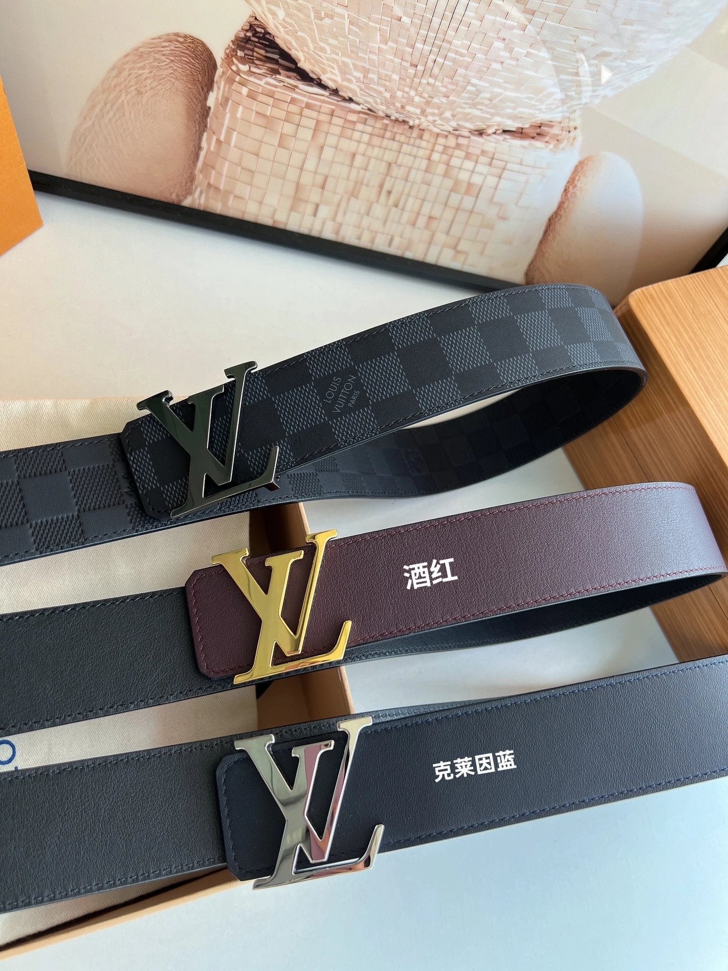 Louis Vuitton LV Belt Top version 【Counter Quality】The Most New Belt4.0cm Men's Belt Metal Buckle Men's Leather Belt with Classic Chessboard Plaid Belt with Genuine Goods Packaging in and out of the Counter No Problem Versatile Casual Fashion Formal Wear