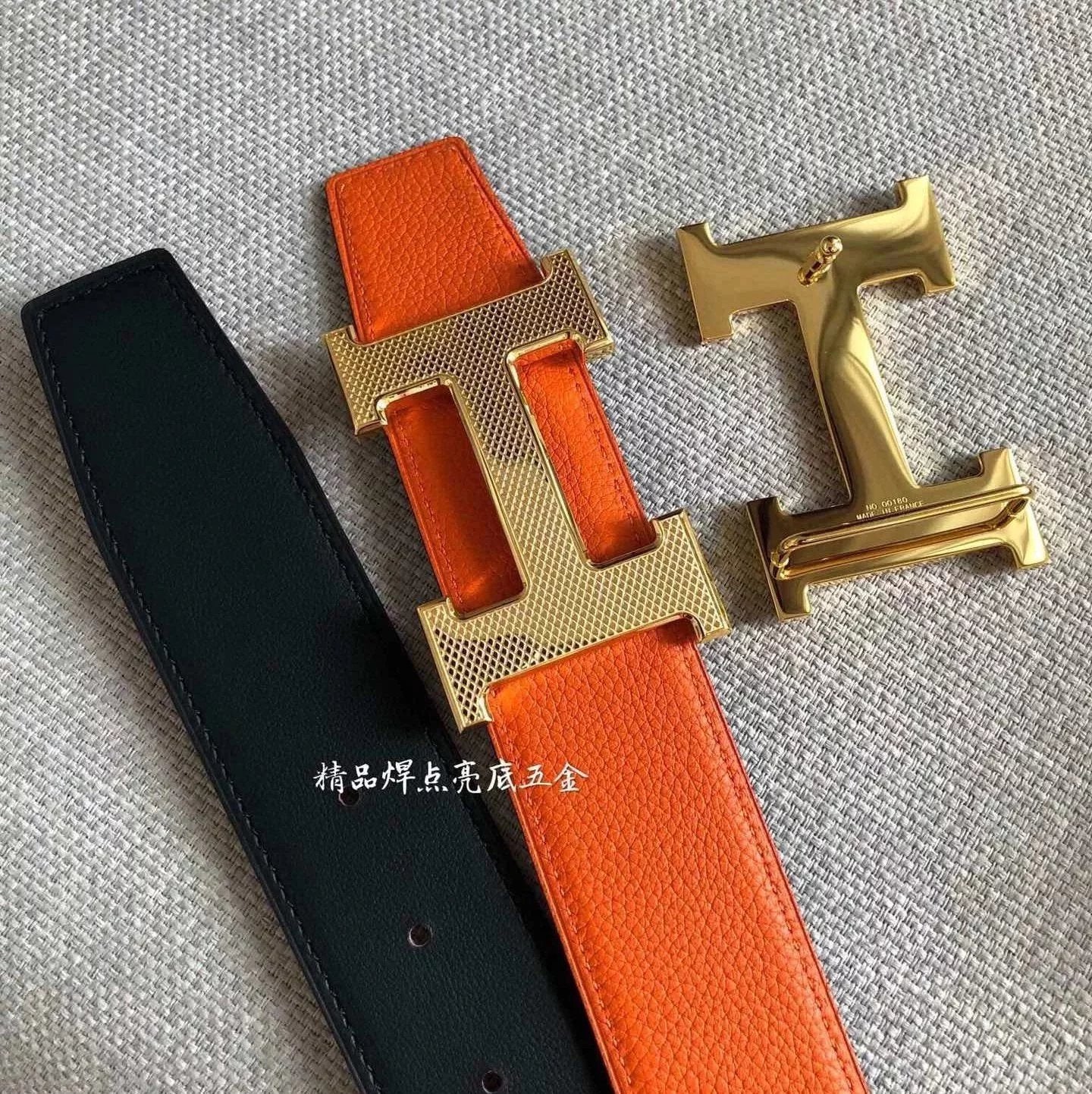 Hermes Belt Top version Men's Belt Width3.8cm Mesh H Steel Buckle Selected Double-Sided Calf Leather Double-Sided Available H Home Belt