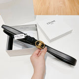 Celine Belt Top version Goods Belt Belt Female Arc De Triomphe Belt Arc De Triomphe Belt Black Retro Hair Style Belt Bright Gold Head Belt Belt Double-Sided Belt Women's Belt Women's Belt Belt Women's Belt2.5Belt Women's Belt Belt