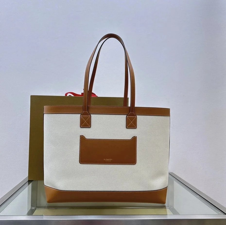 Burberry Women's Bag Top version 【Super Original Leather】New London Tote Bag Retro Casual Tote Bag Women's Bag Shoulder Bag Handbag Backpack Canvas Bag Canvas Tote Bag Shopping Bag Mummy Bag