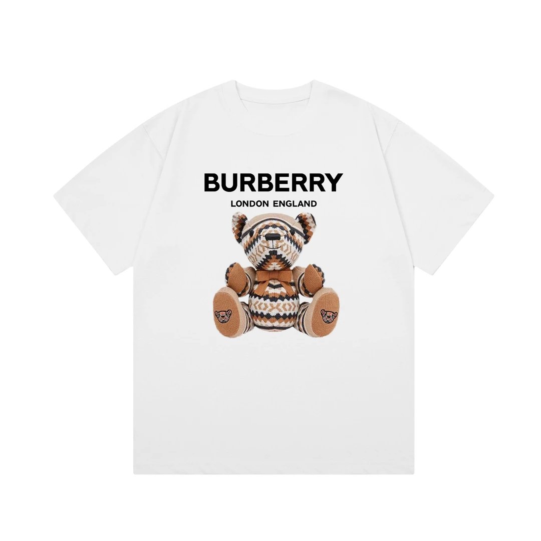Burberry T-shirt Front Bear Letter Direct Print logo round Neck Short Sleeve25ss New Pure Cotton Unisex Style T T-shirt OS Loose Fit Base Shirt Top Half Sleeve T-Shirt