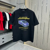 Balenciaga T-shirt Front Racing Car Print logo round Neck Short Sleeve25ss New Pure Cotton Unisex Style T Casual T-Shirt Base Layer Shirt OS Loose Fit Half Sleeve Top Plus Size