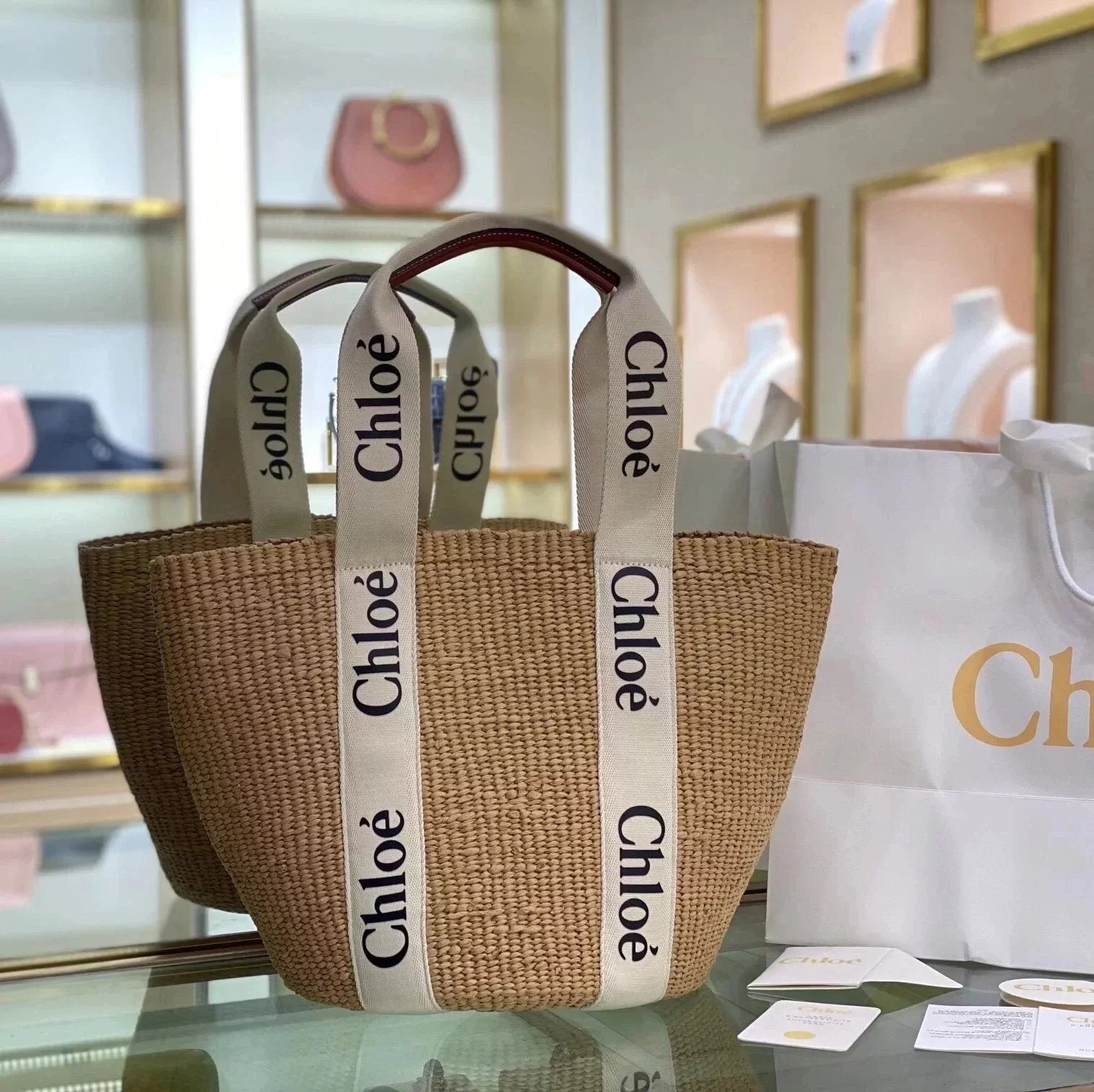 Chloe Bag Top version 【High Version】New Teng Woven Vegetable Basket Bag Tote Bag LargeWoodyBasket Large Beach Bag Shopping Bag Handbag Mummy Bag Woven Bag Straw Bag