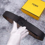 FENDI Belt Top version Leather Belt Men's Double-Sided Business Double-Sided Head Layer Cowhide Leather Double F Men