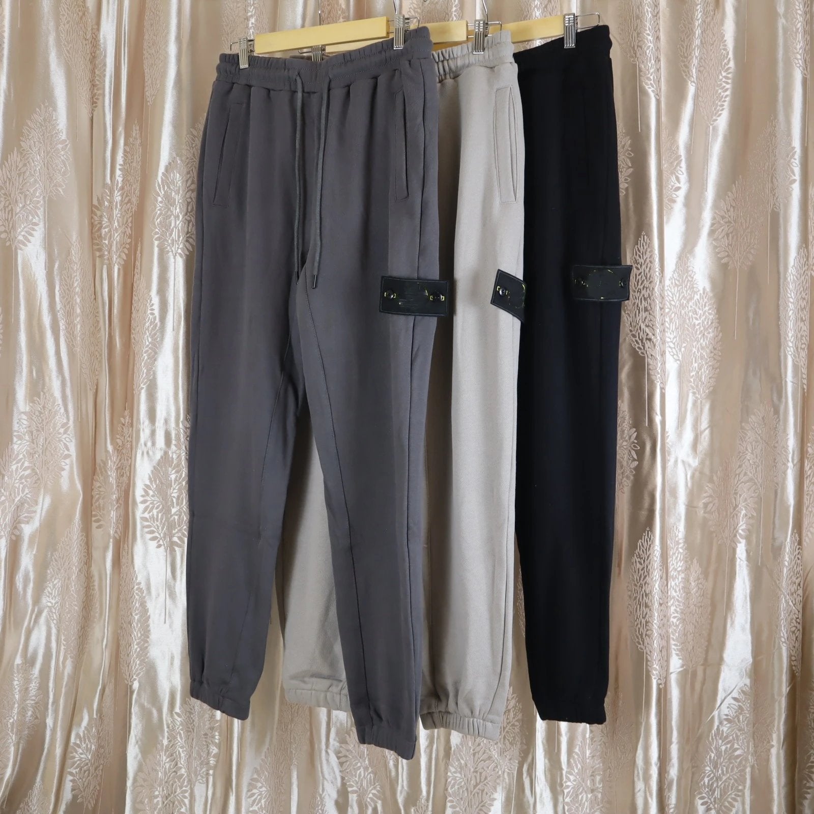 Stone Island Sweatpants Spring and Autumn New Solid Color Embroidery Compass Casual Jogger Pants Loose Terry Shorts