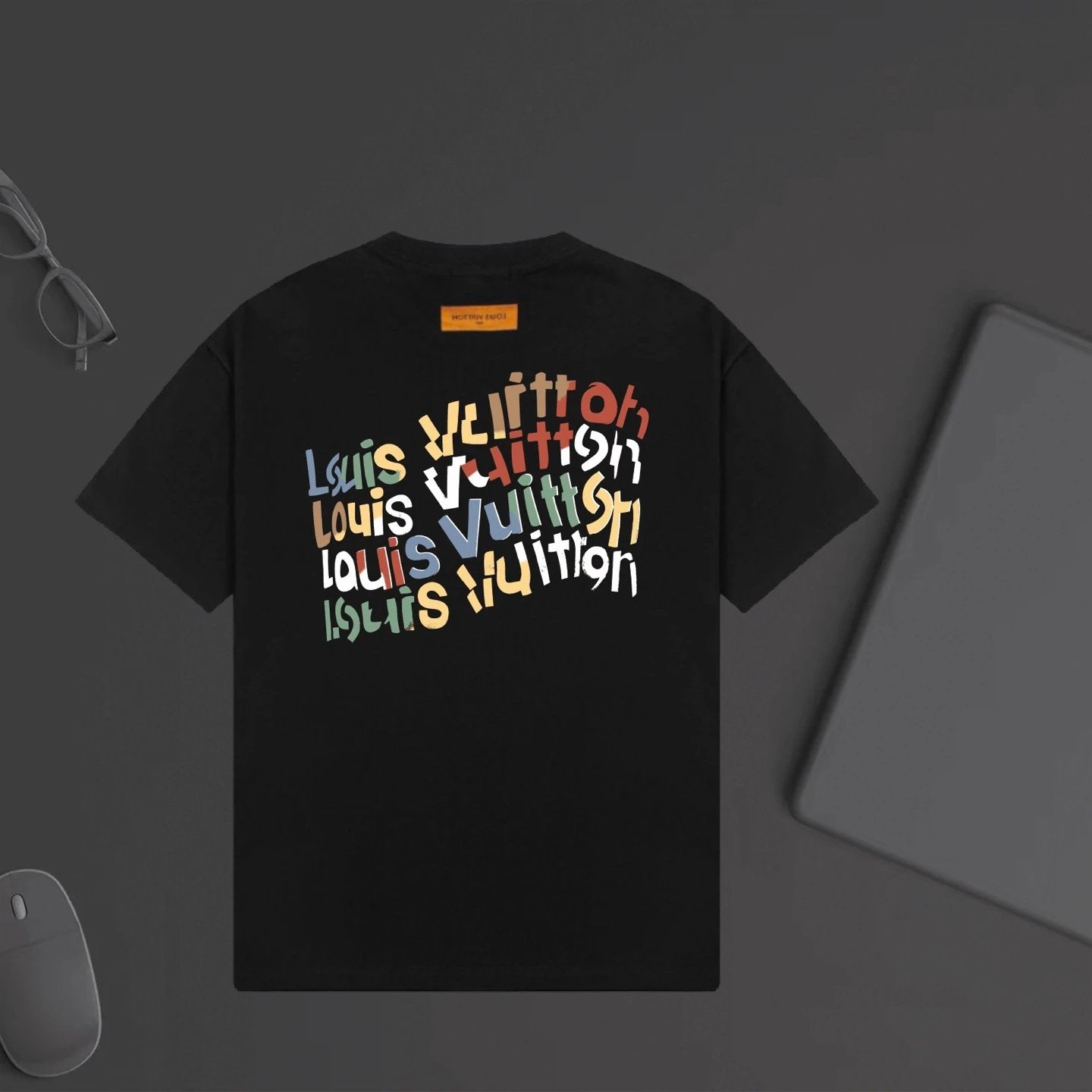 Louis Vuitton LV T-shirt Front Color-Block Letter Print logo round Neck Short Sleeve25ss New pure cotton T Unisex T-Shirt OS Drop Shoulder Loose Fit Base Shirt Top T-Shirt Short Sleeve