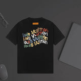 Louis Vuitton LV T-shirt Front Color-Block Letter Print logo round Neck Short Sleeve25ss New pure cotton T Unisex T-Shirt OS Drop Shoulder Loose Fit Base Shirt Top T-Shirt Short Sleeve