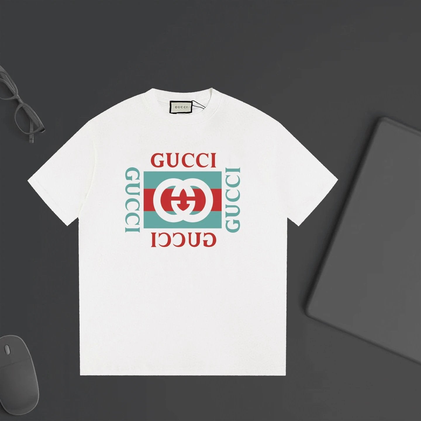 Gucci T-shirt Double-breasted G Letter Printing logo round Neck Short Sleeve25ss New Pure Cotton Unisex Style T T-shirt OS Loose Fit Base Shirt Half Sleeve T-Shirt Top Half Sleeve