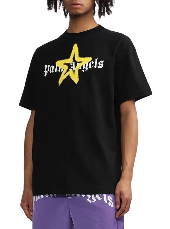 Palm Angels T-shirt Top Version New Graffiti Star Letters Logo Printed Men's and Women's Short Sleeves T T-shirt